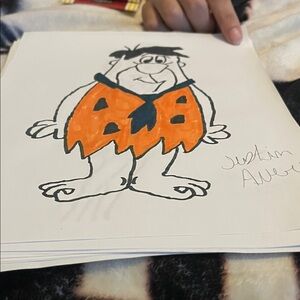 Cartoon Character Drawing with Orange and Black